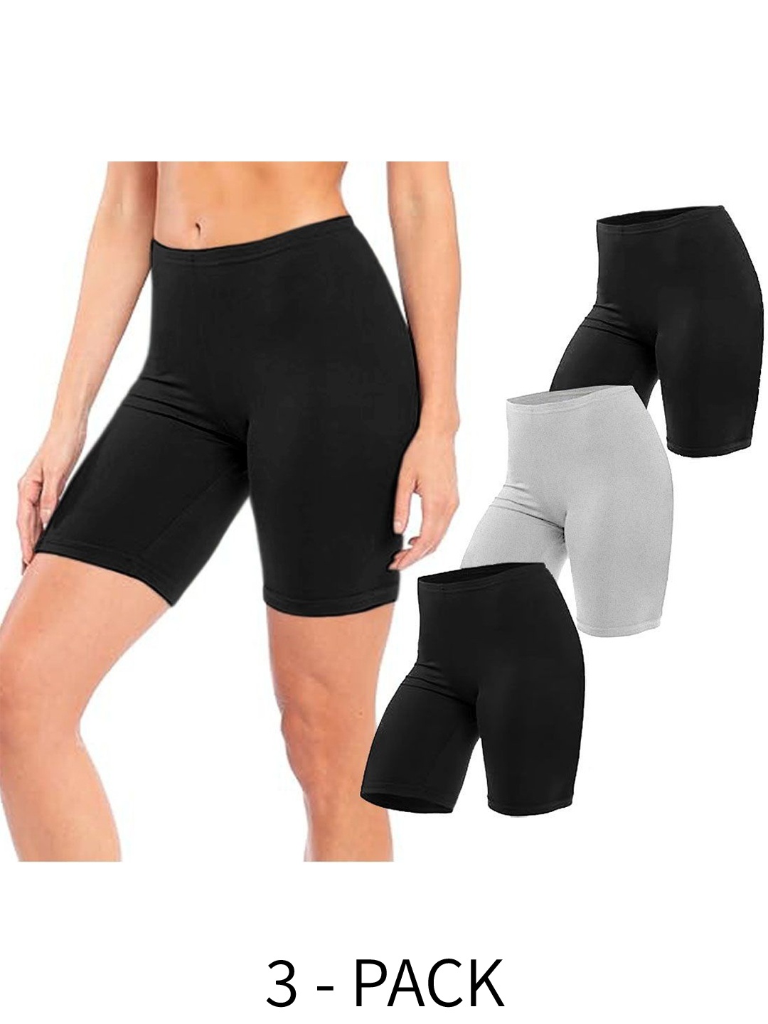 

Diving Deep Women Pack of 3 Cotton Mid-Rise Boy Shorts Briefs, Black
