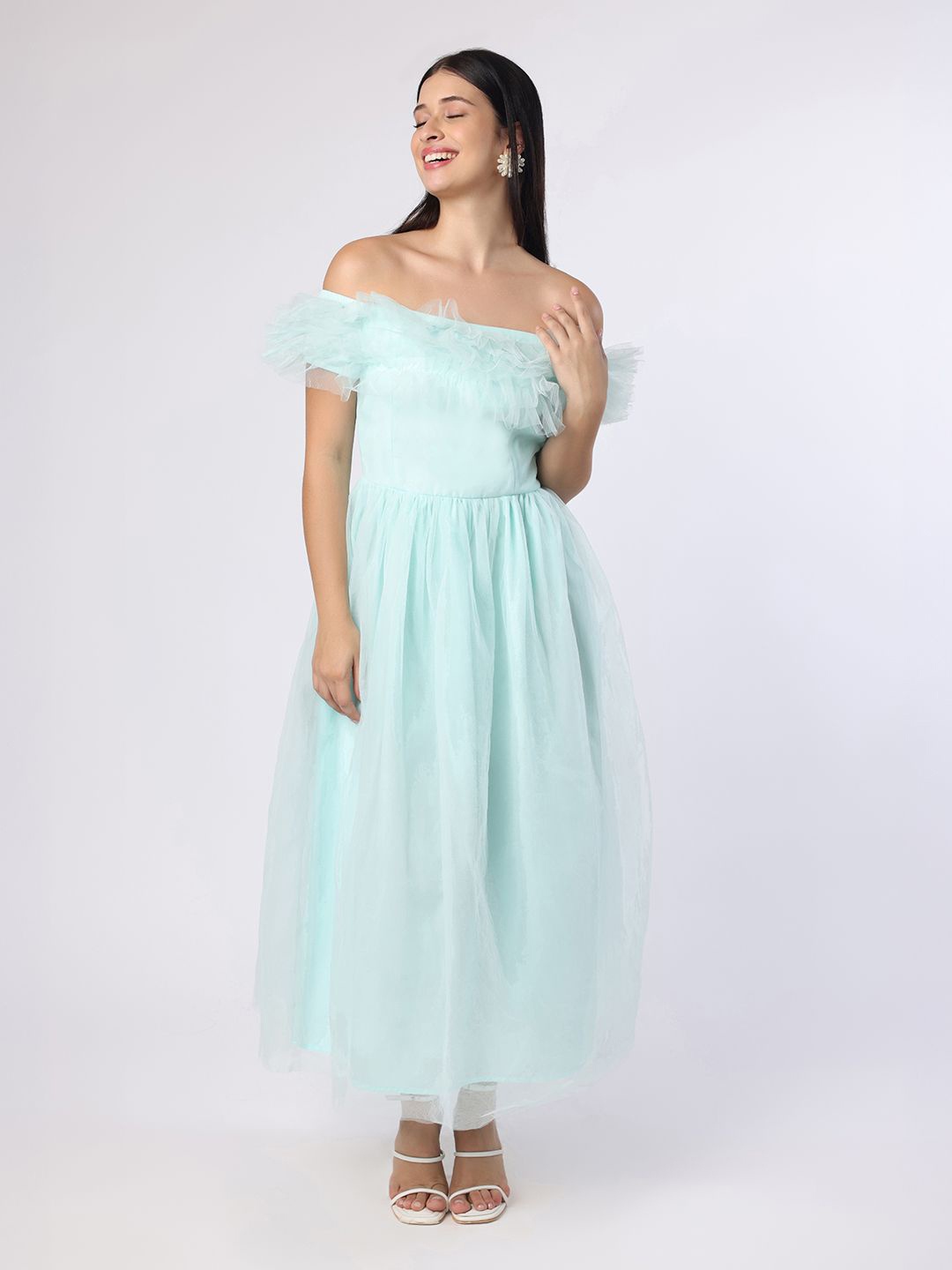 

BLANC9 Off-Shoulder Maxi Dress, Sea green