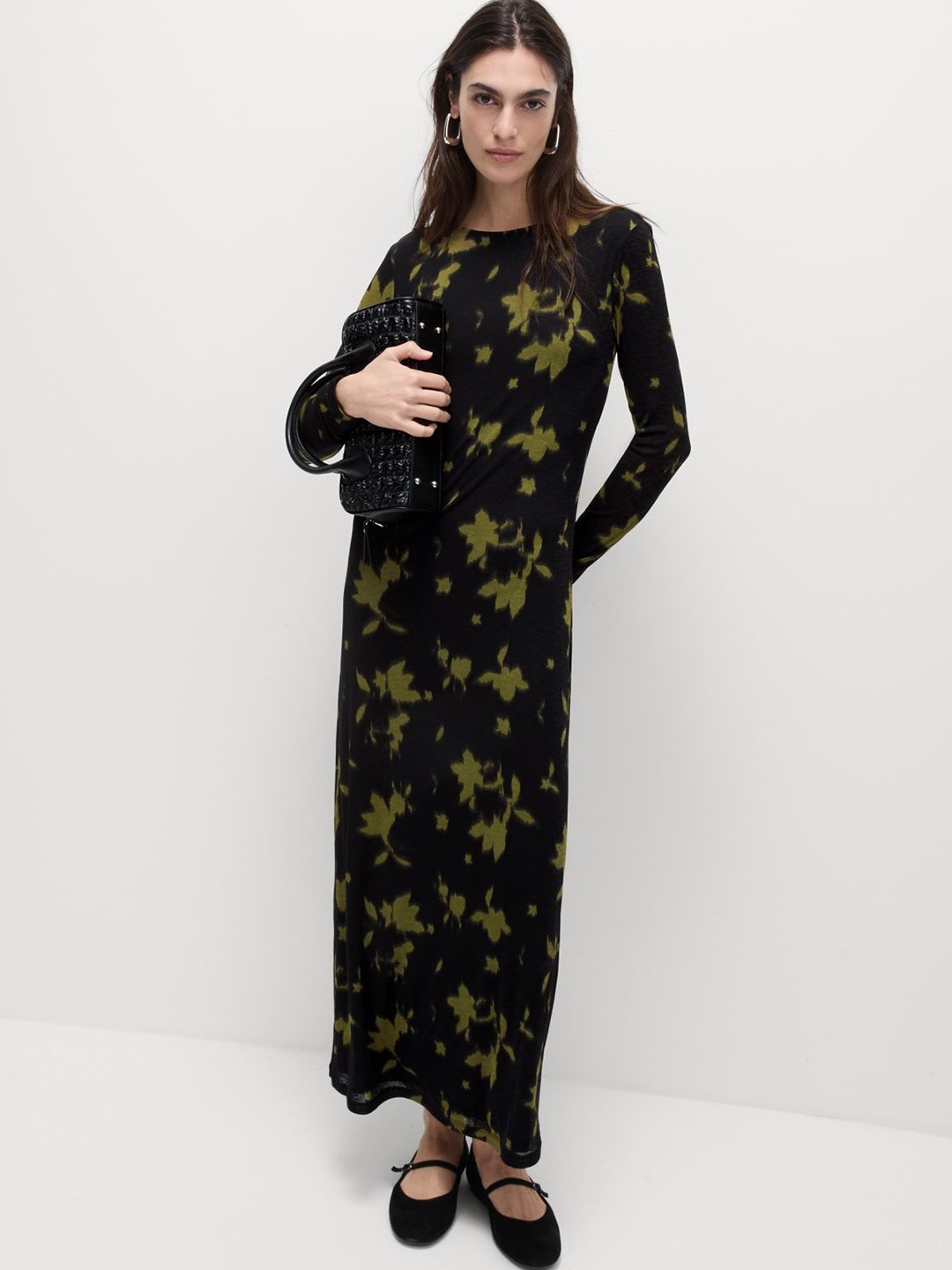 

Marks & Spencer Floral Print Fit & Flare Dress, Black