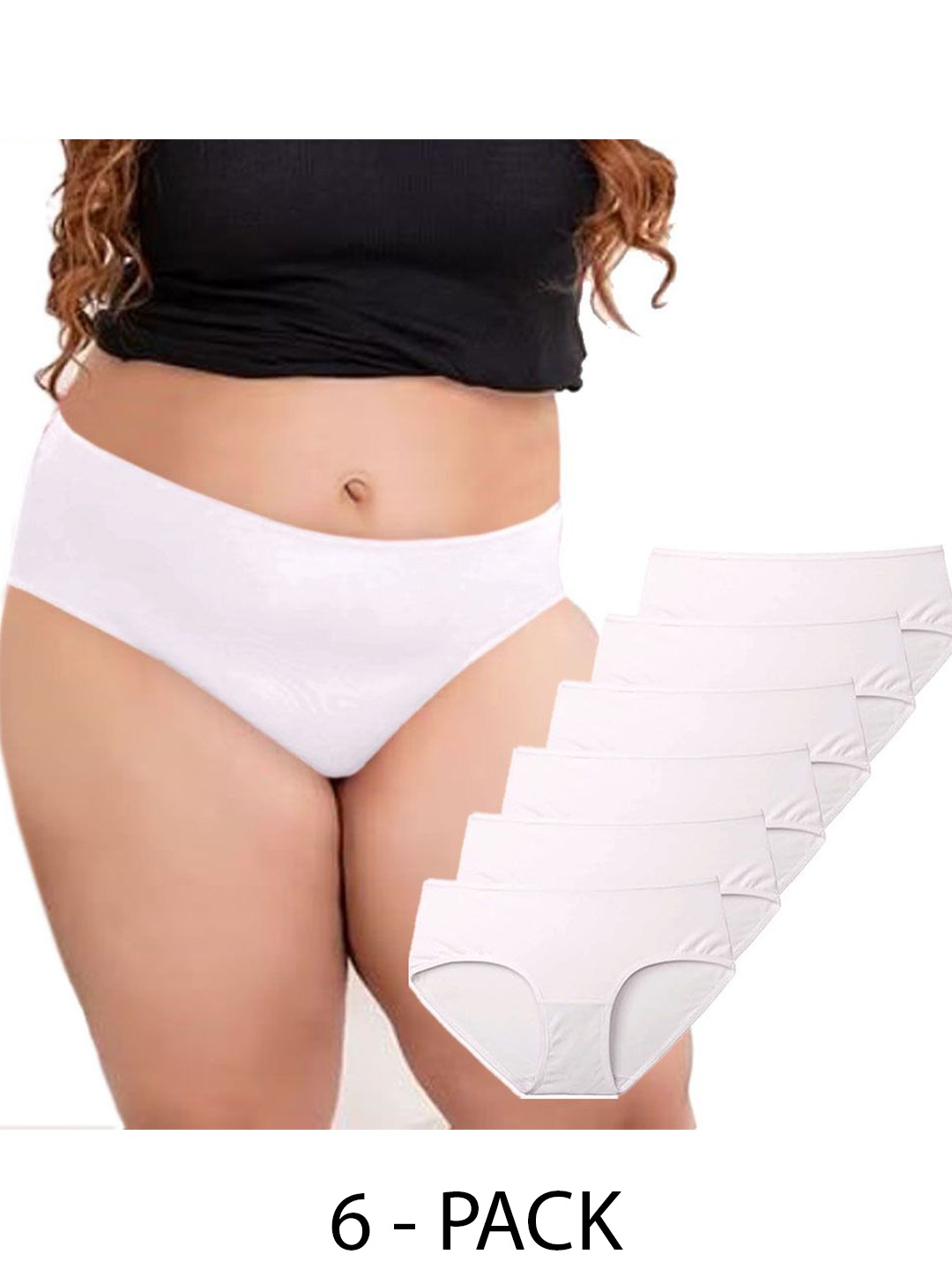 

Diving Deep Women Pack of 6 Mid-Rise Cotton Hipster Briefs, White