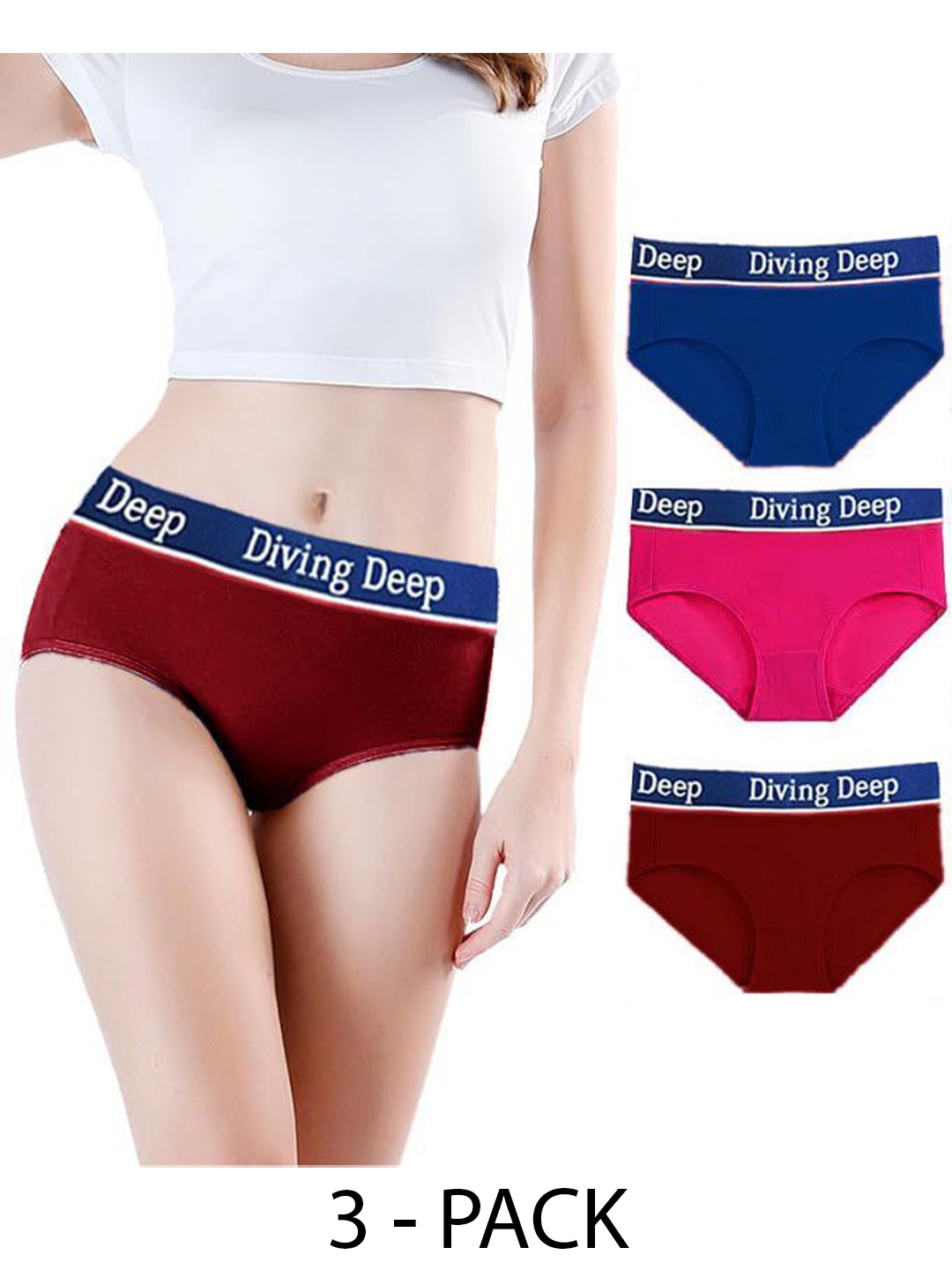 

Diving Deep Pack of 3 Hipster Briefs, Multi