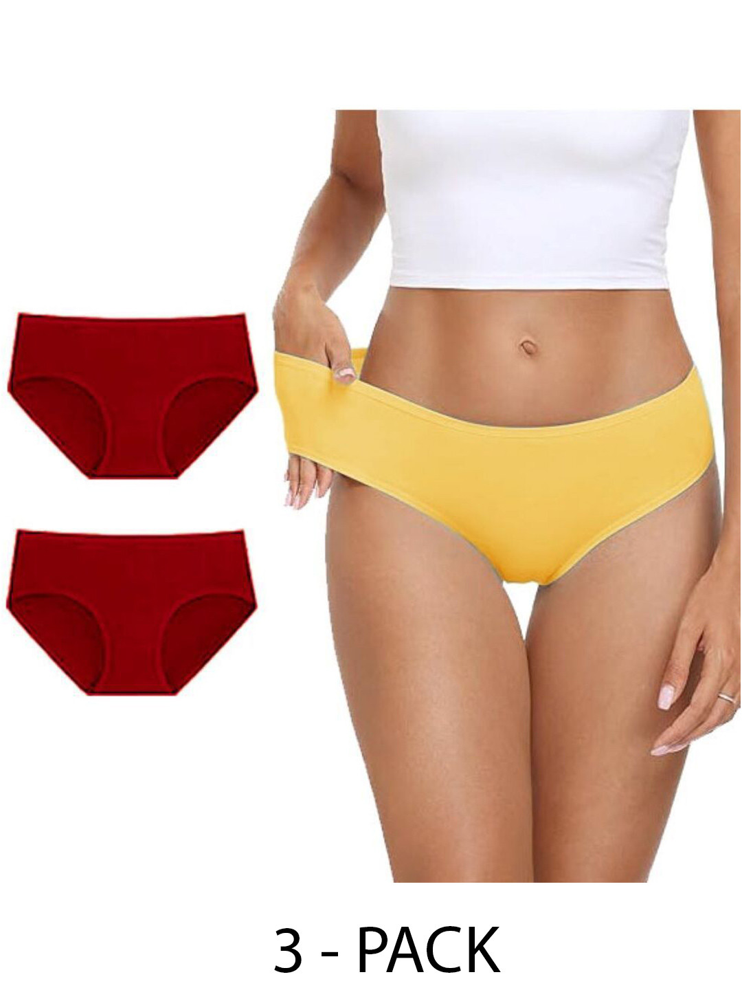 

Diving Deep Women Pack of 3 Cotton Hipster Briefs, Yellow