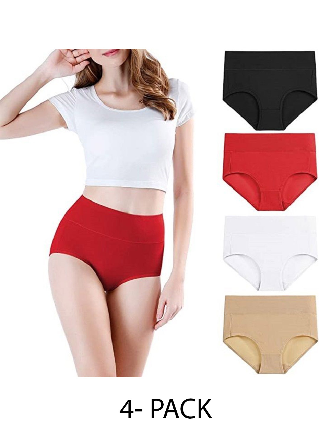 

Diving Deep Women Pack of 4 Hipster Briefs, Black