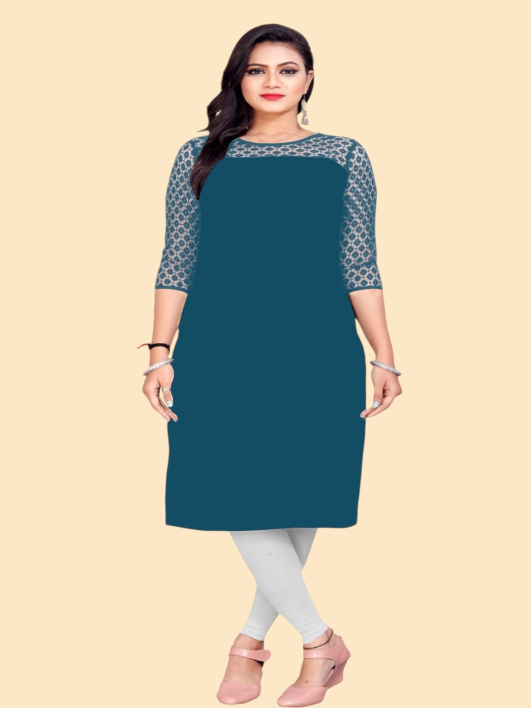 

Dream Beauty Fashion Pure Crepe Kurti, Teal