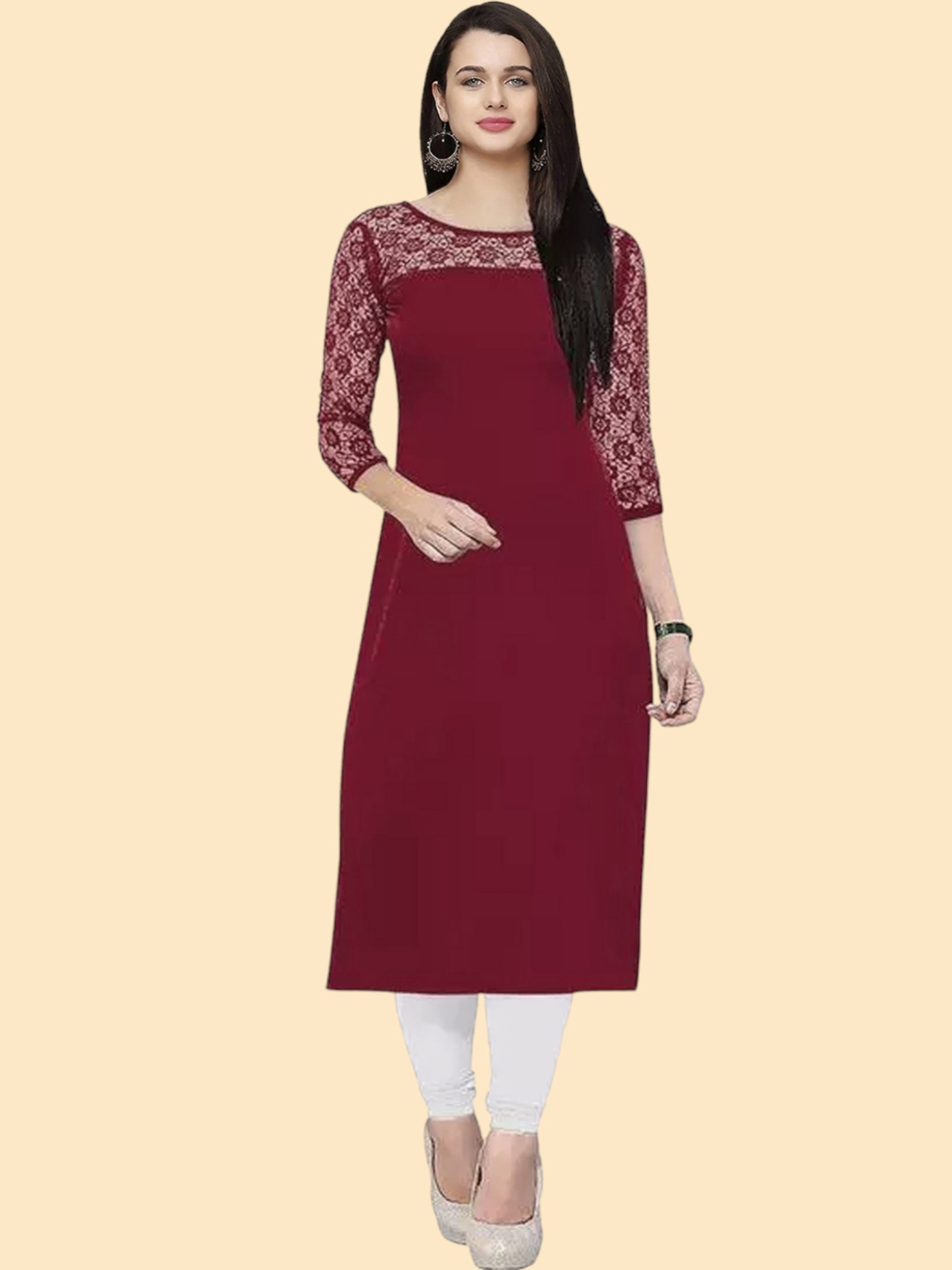 

Dream Beauty Fashion Women Crepe Kurta, Maroon