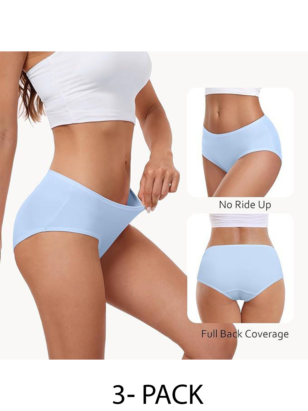 

Diving Deep Women Pack Of 3 Cotton Hipster Briefs, Blue