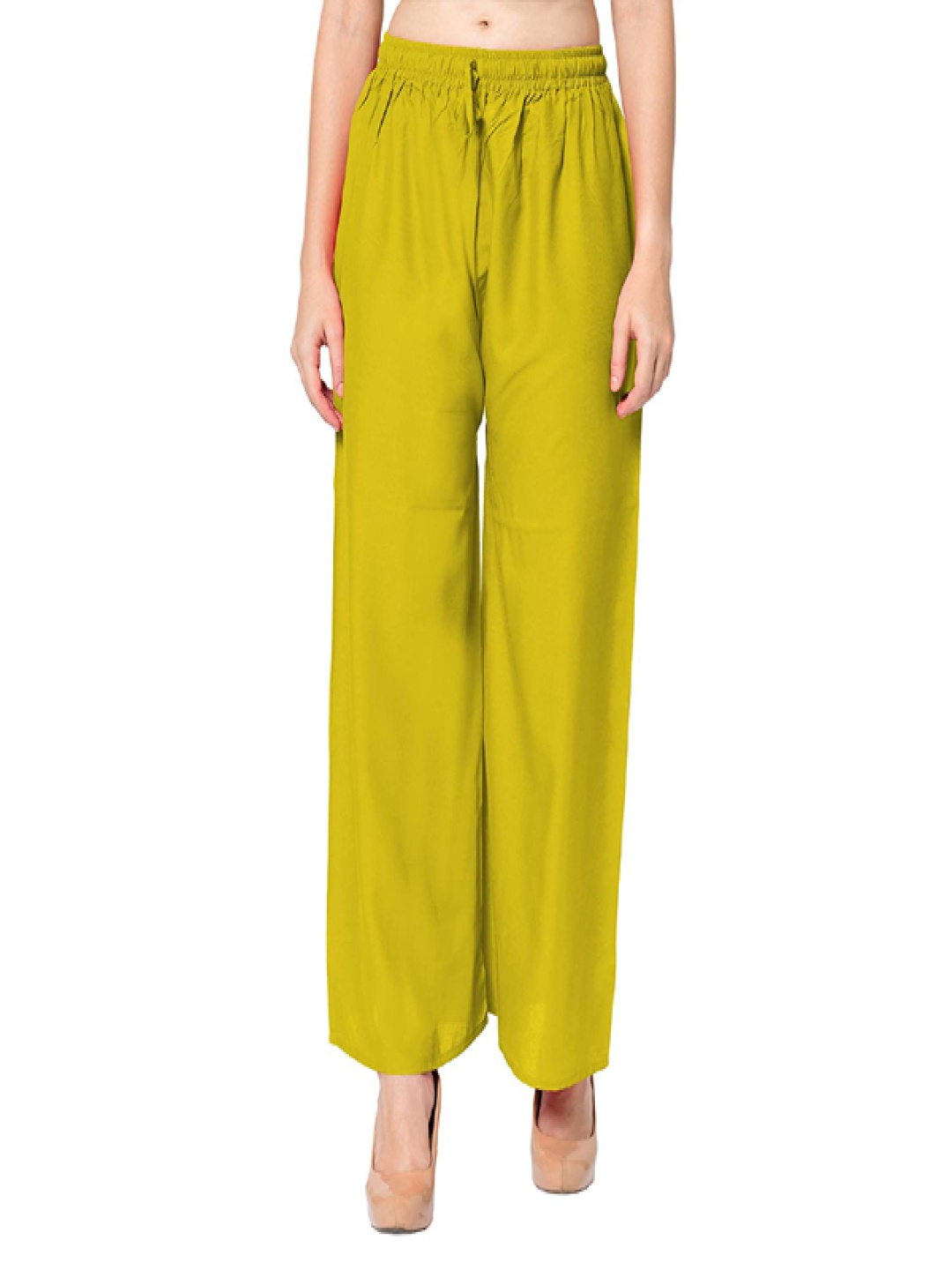 

Keviv Women Flared Knitted Palazzos, Mustard