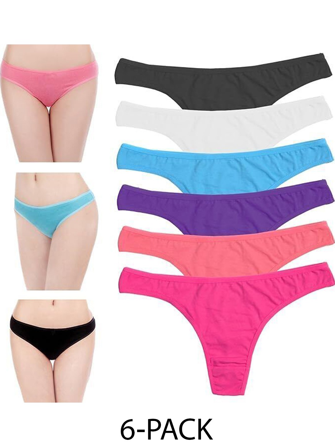 

Diving Deep Pack of 6 Thongs Briefs, Multi