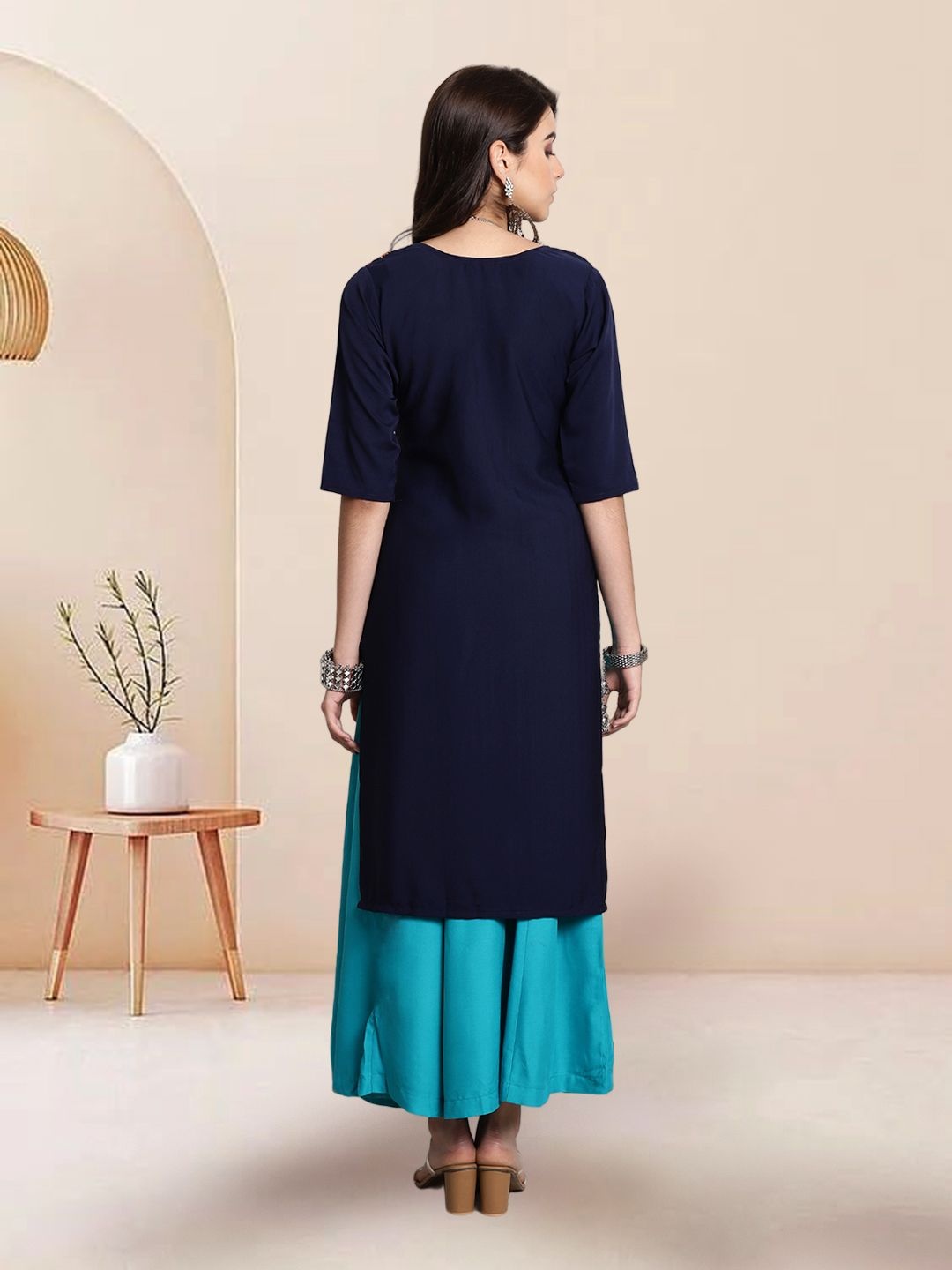 

7Threads Selection Of 5 Ethnic Motifs Printed Straight Kurtas, Black