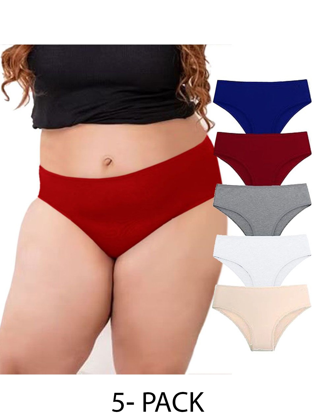 

Diving Deep Women Pack of 5 Hipster Briefs, Red