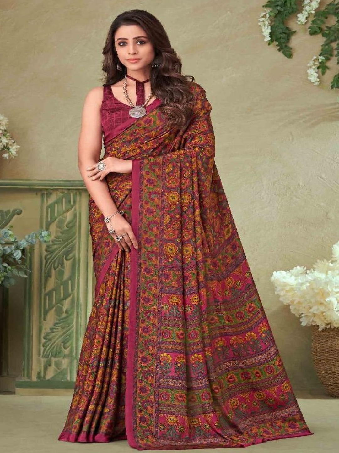 

Reboot Fashions Ethnic Motifs Pure Crepe Saree, Maroon