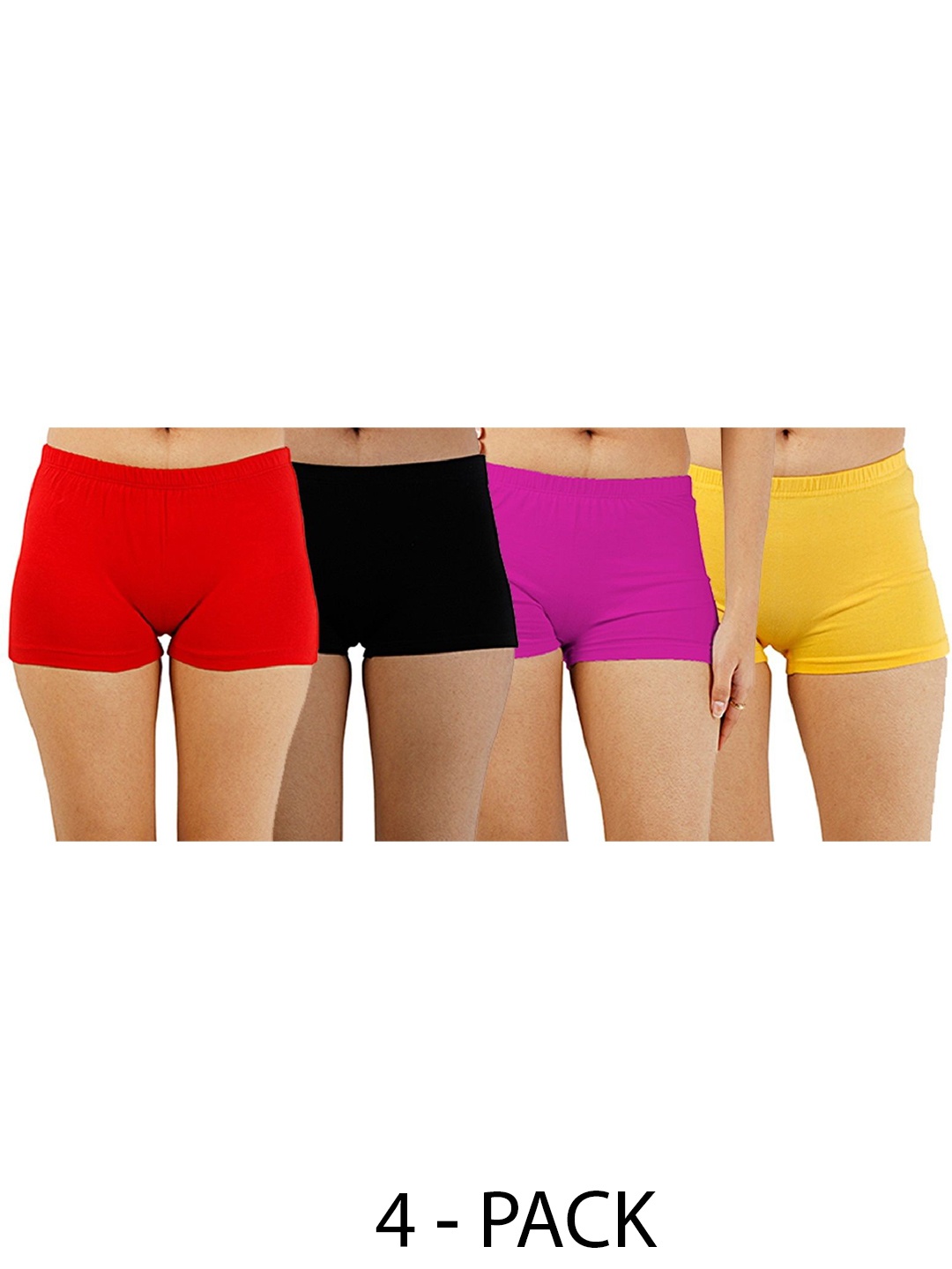 

Diving Deep Women Pack Of 4 Cotton Boy Shorts Briefs, Assorted