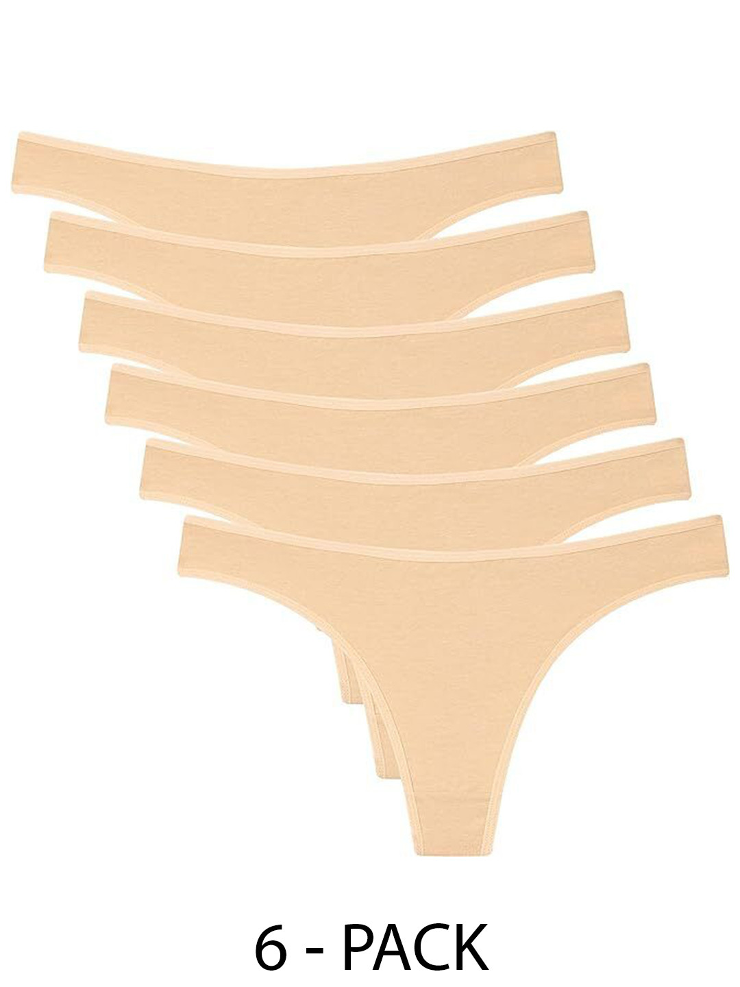 

Diving Deep Women Pack of 6 Cotton Thongs Briefs, Beige