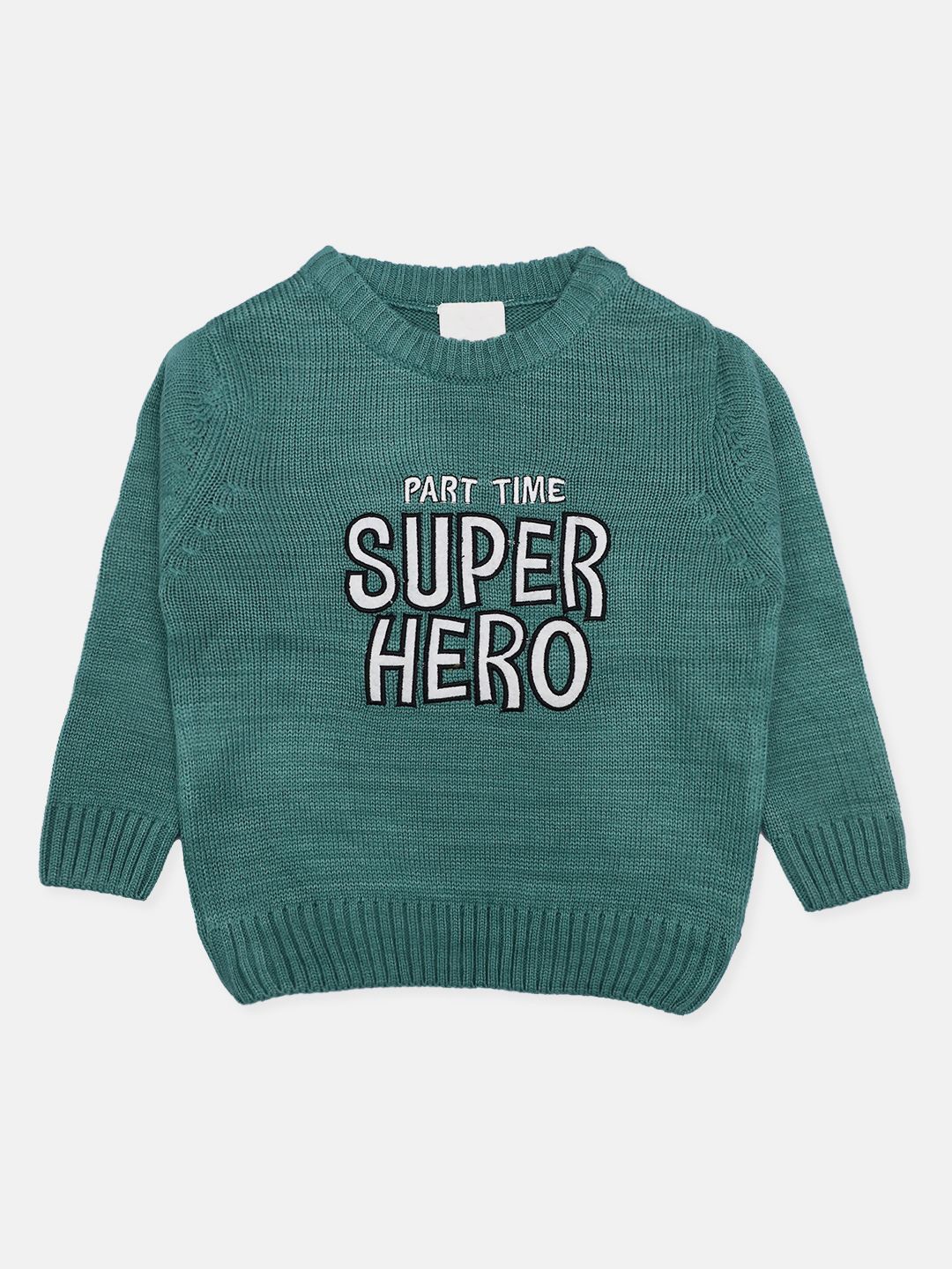 

CHKOKKO Boys Typography Printed Woollen Pullover, Green