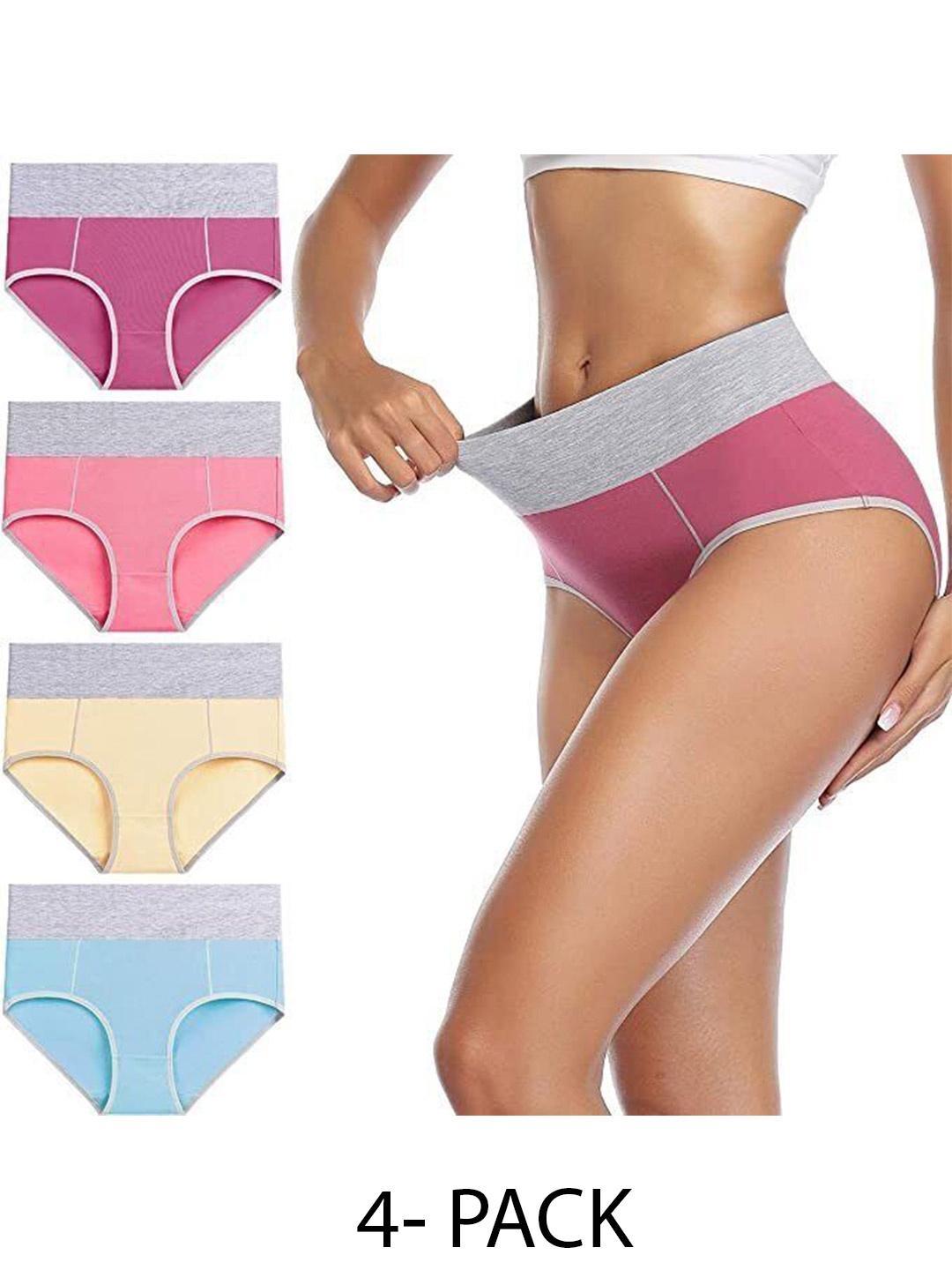 

Diving Deep Women Plus Size Pack of 4 Cotton Hipster Briefs, Assorted