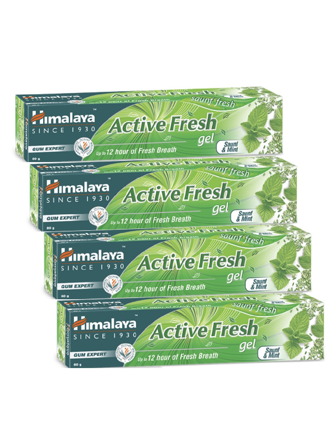 

Himalaya Set Of 4 Active Fresh Gel Toothpaste For Fresh Breath - 80g Each, Green