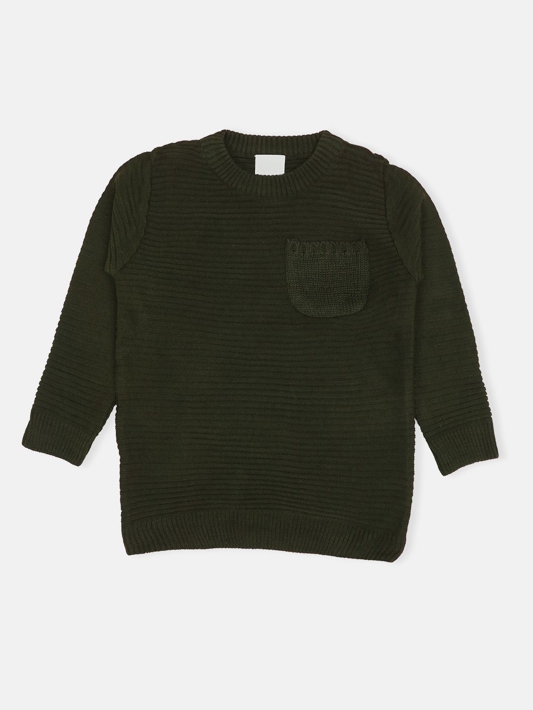 

CHKOKKO Boys Colourblocked Woollen Pullover, Green