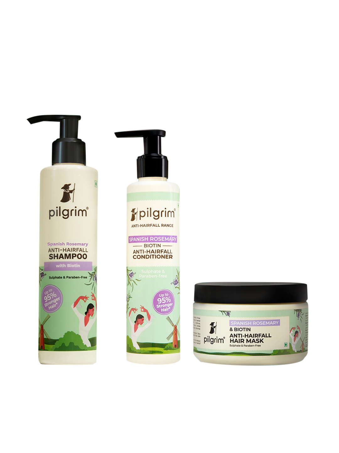 

Pilgrim Rosemary & Biotin Anti-Hairfall Hair Care Combo, Green