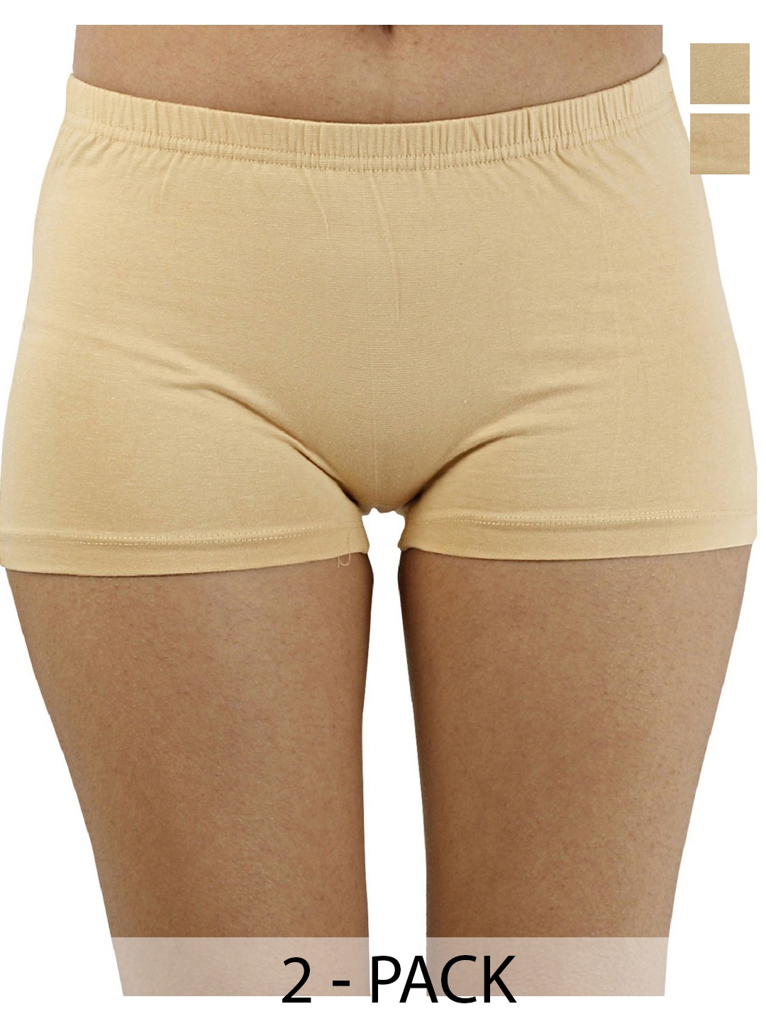 

Diving Deep Women Pack of 2 Cotton Boy Shorts Briefs, Beige