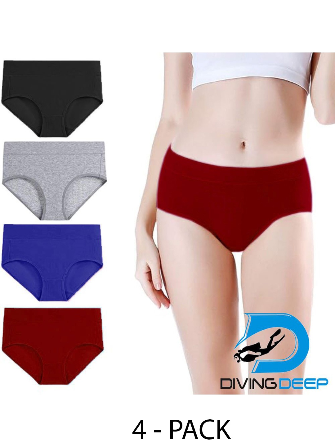 

Diving Deep Women Pack of 4 Hipster Briefs, Assorted