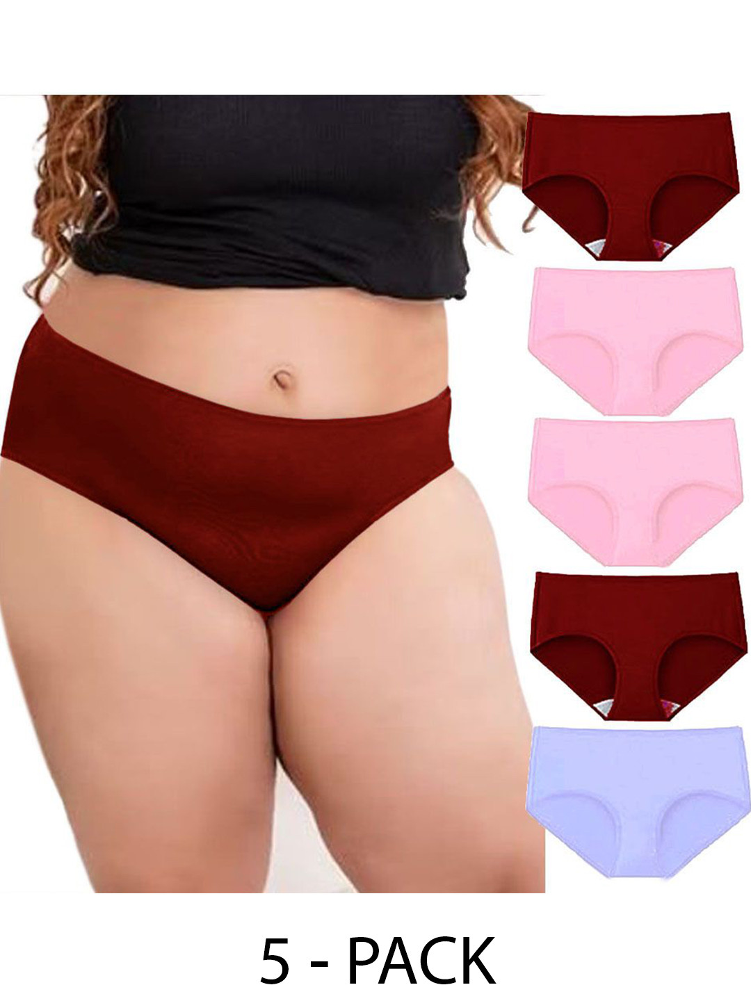 

Diving Deep Women Pack of 5 Hipster Briefs, Maroon
