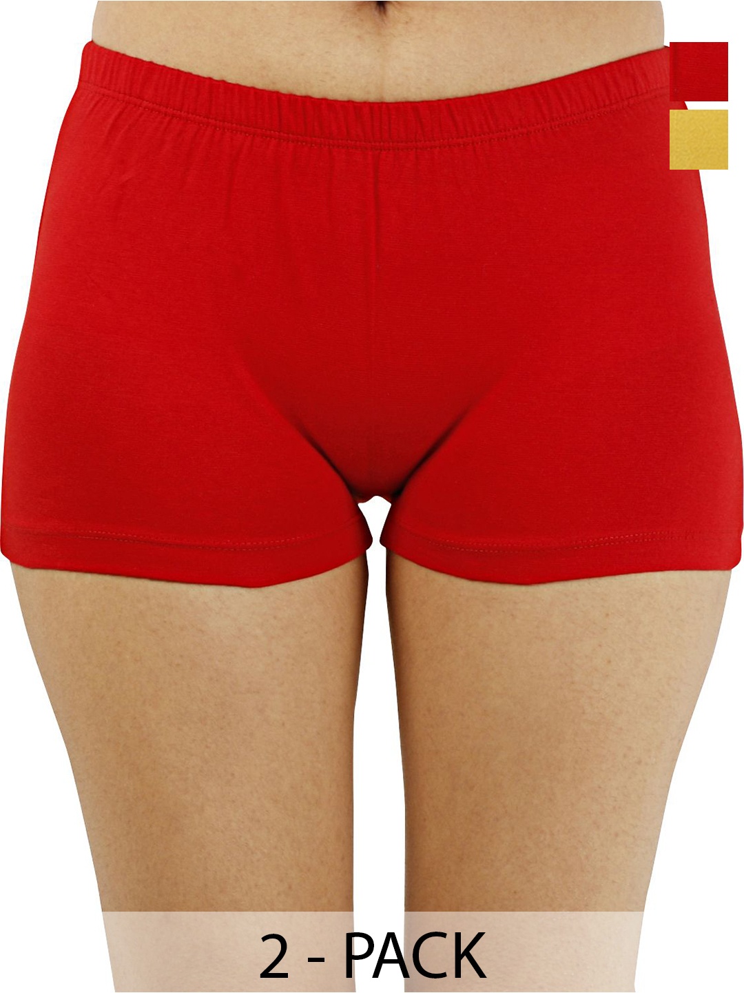 

Diving Deep Women Pack of 2 Cotton Boy Shorts Briefs, Yellow