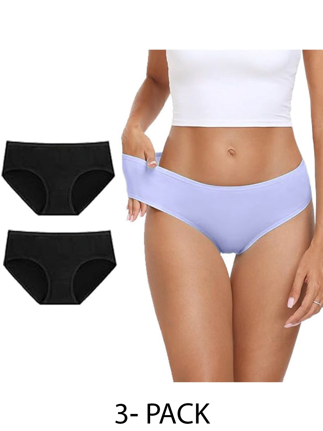 

Diving Deep Women Pack of 3 Cotton Hipster Briefs, Black