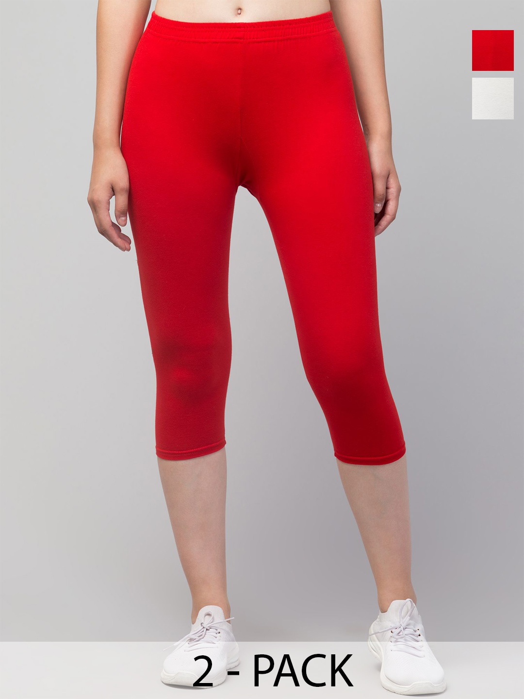 

ULLAS Women Skinny Fit Capris, Red