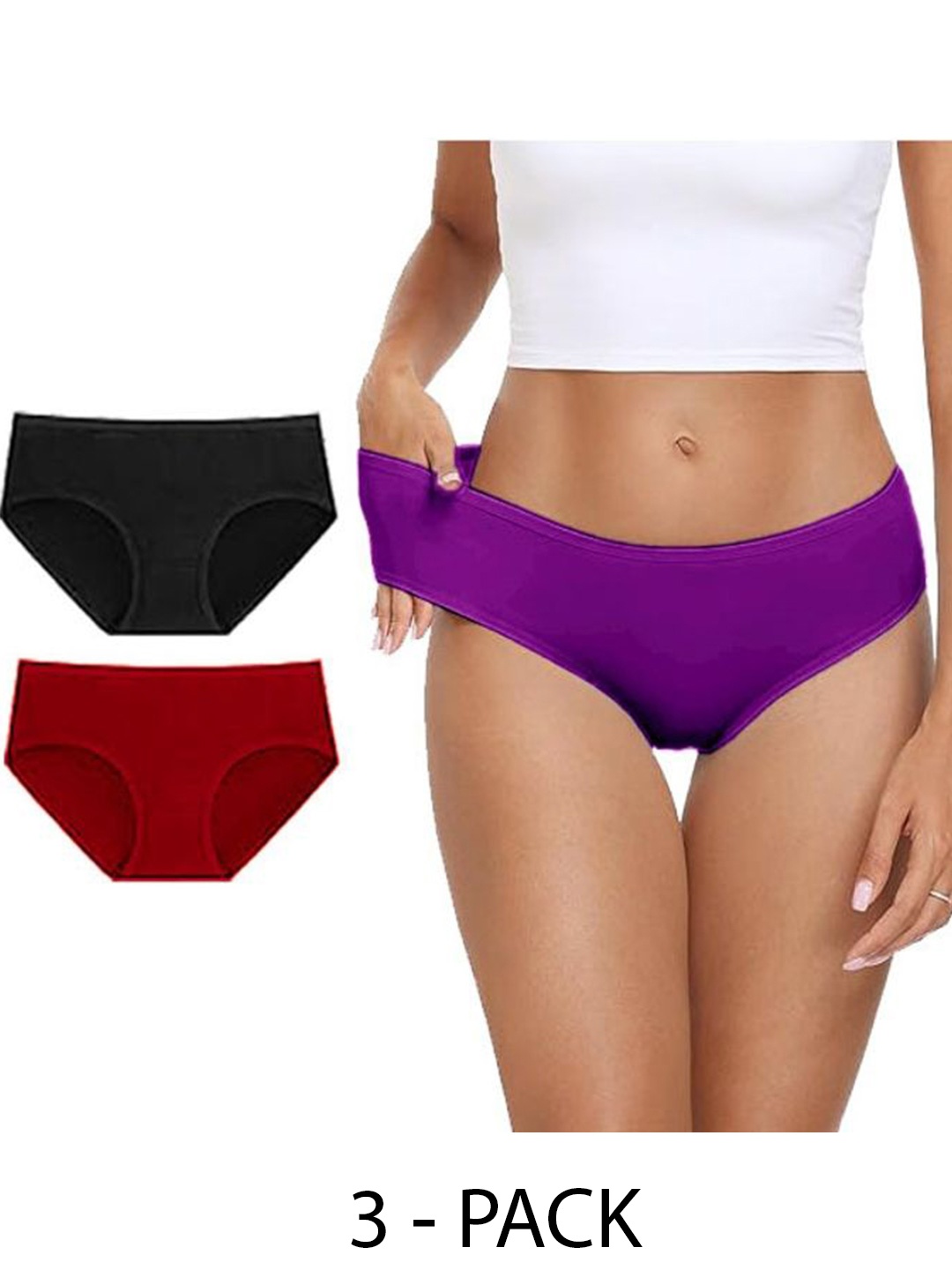 

Diving Deep Women Plus Size Pack of 3 Cotton Hipster Briefs, Assorted