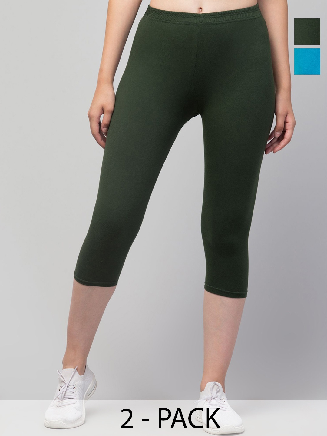 

ULLAS Women Skinny Fit Capris, Olive