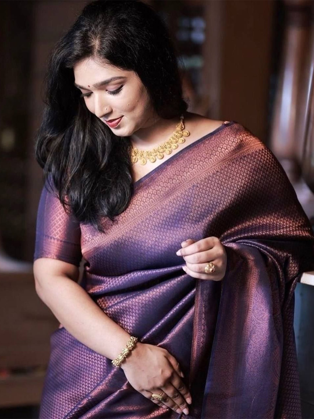

Fashion Ritmo Woven Design Zari Pure Silk Saree, Blue