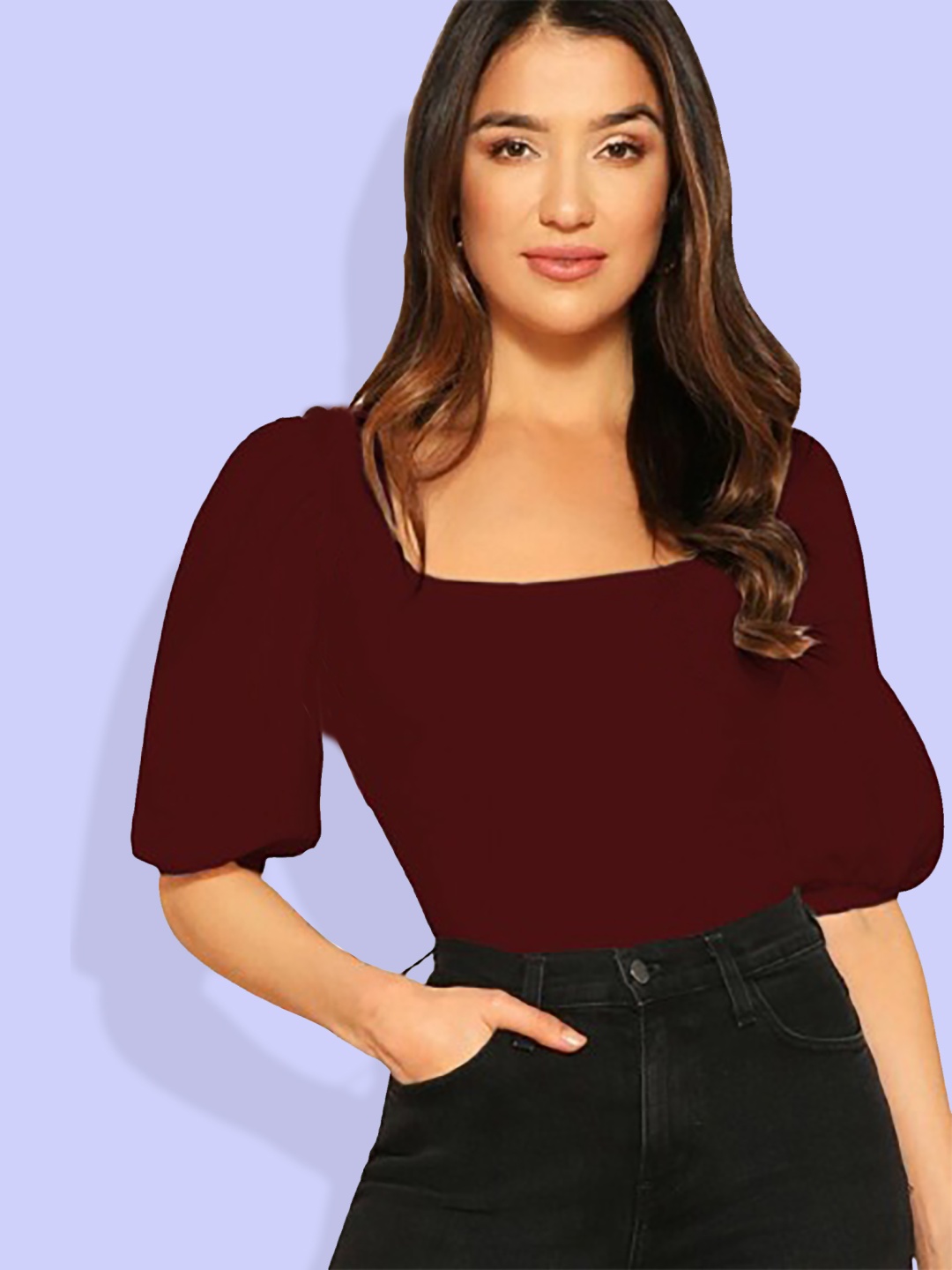

Dream Beauty Fashion Puff Sleeve Top, Maroon