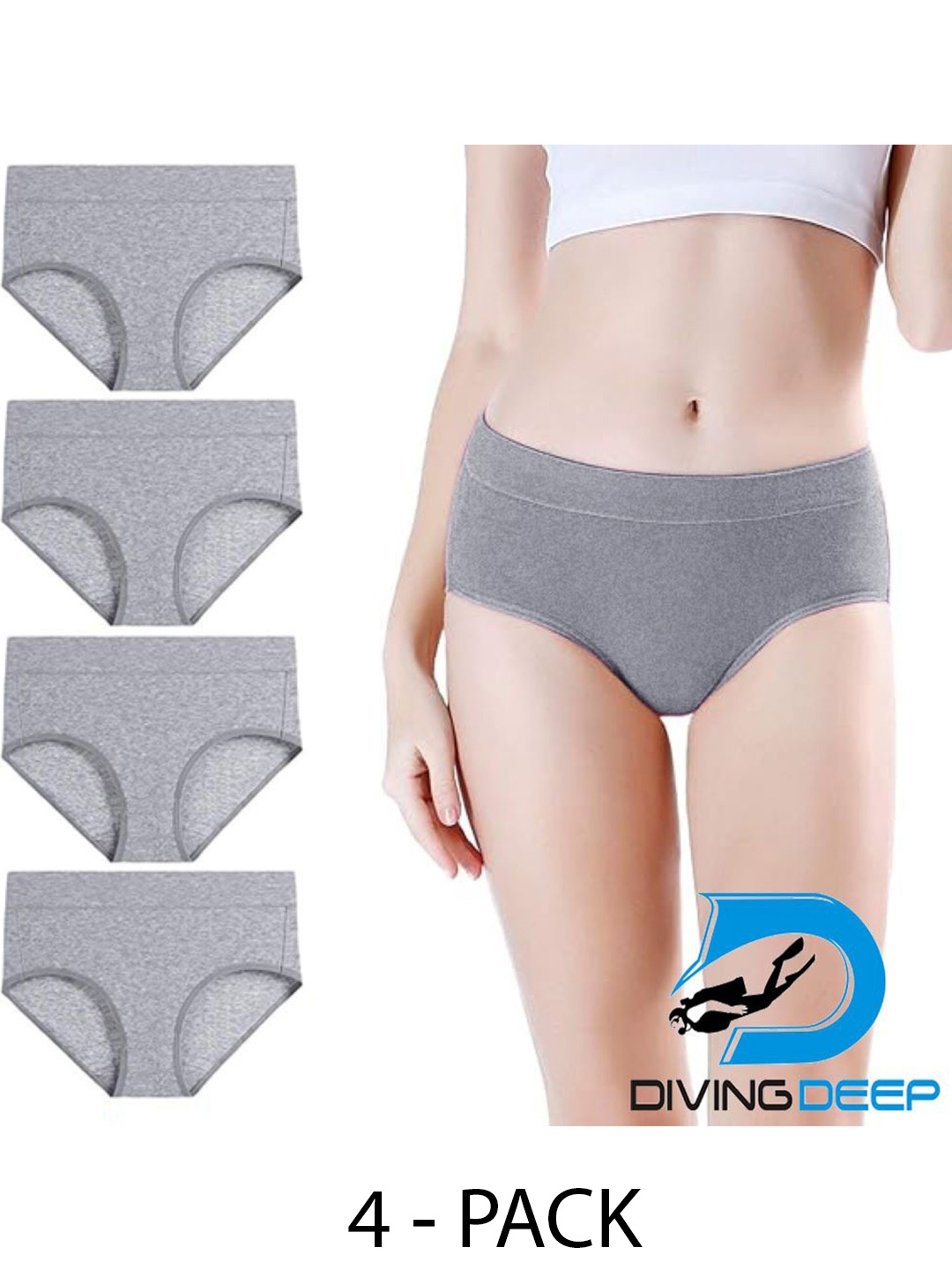 

Diving Deep Pack of 4 Hipster Briefs, Grey