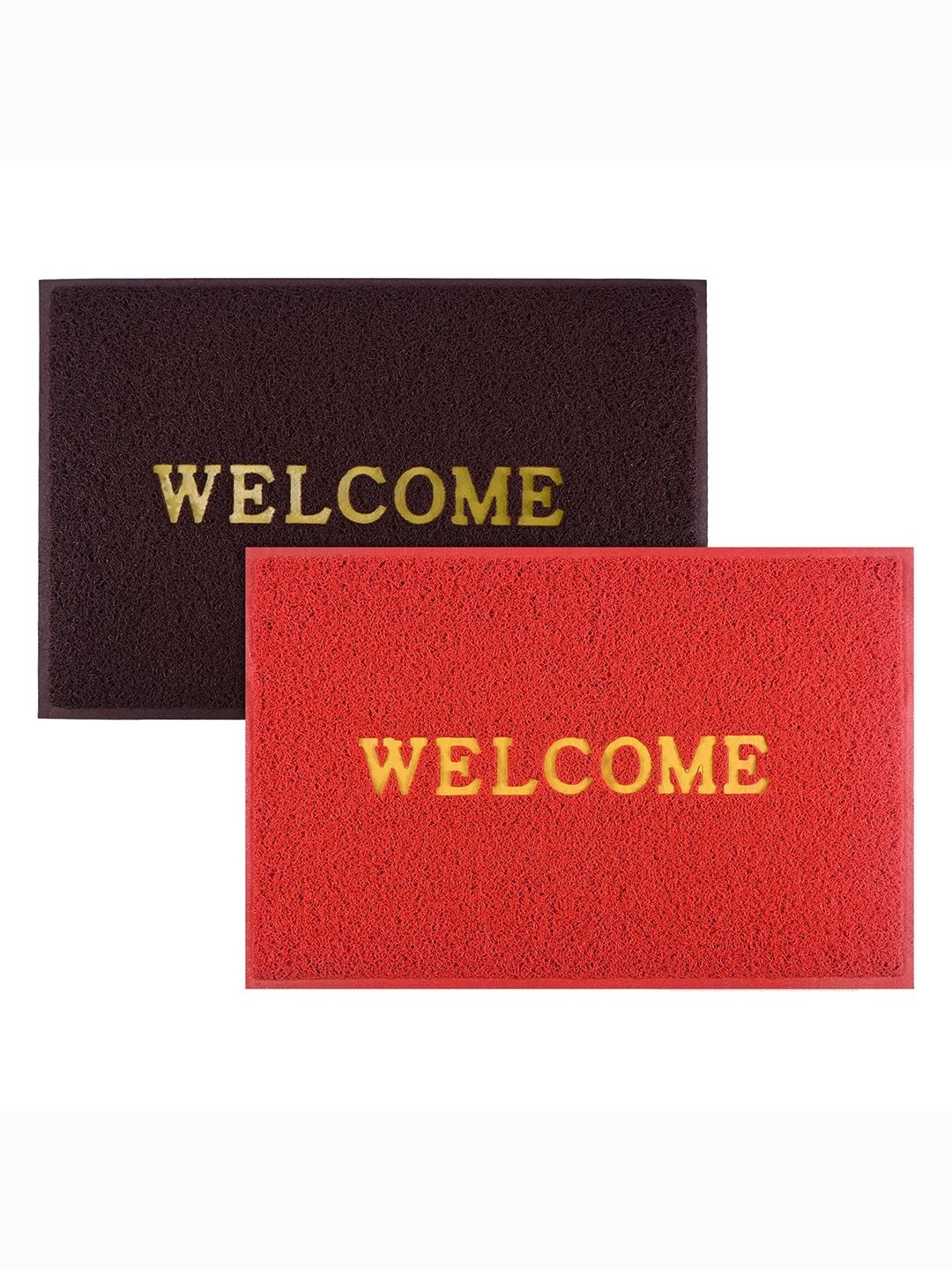 

Kuber Industries Maroon & Red 2 Pieces Printed Anti-Skid Doormats