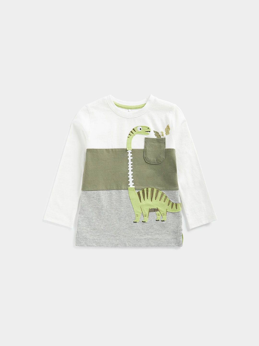 

mothercare Boys Colourblocked Round Neck Pure Cotton T-shirt, White