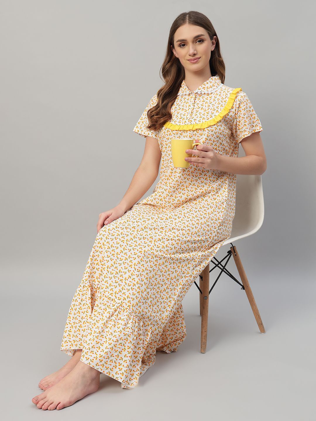 

SEPHANI Printed Maxi Nightdress, Yellow