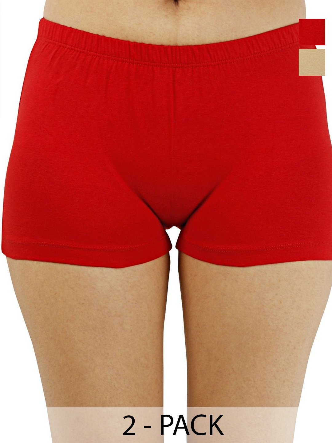 

Diving Deep Women Plus Size Pack of 2 Boy Shorts Briefs, Red