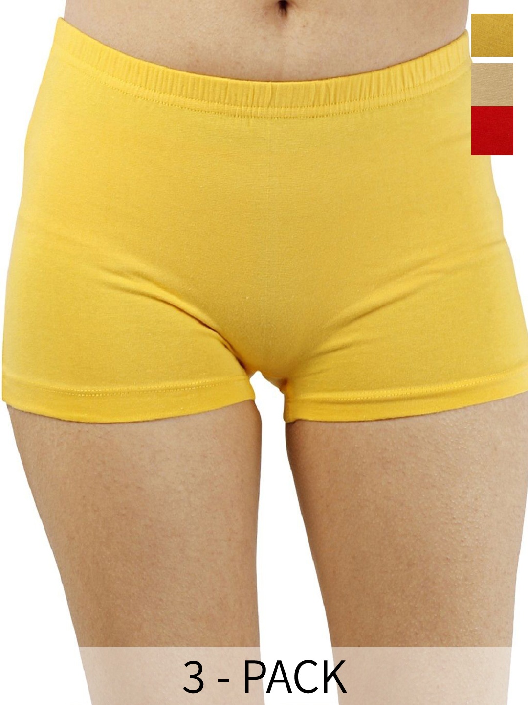 

Diving Deep Women Pack of 3 Cotton Boy Shorts Briefs, Assorted