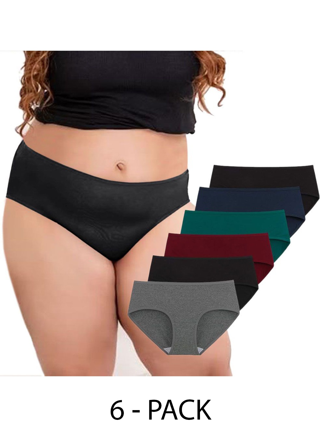 

Diving Deep Women Pack of 6 Cotton Hipster Briefs, Black