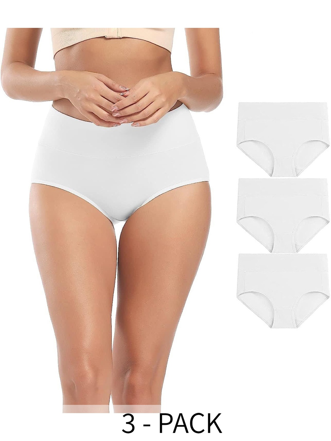 

Diving Deep Women Pack of 3 Cotton Hipster Briefs, White