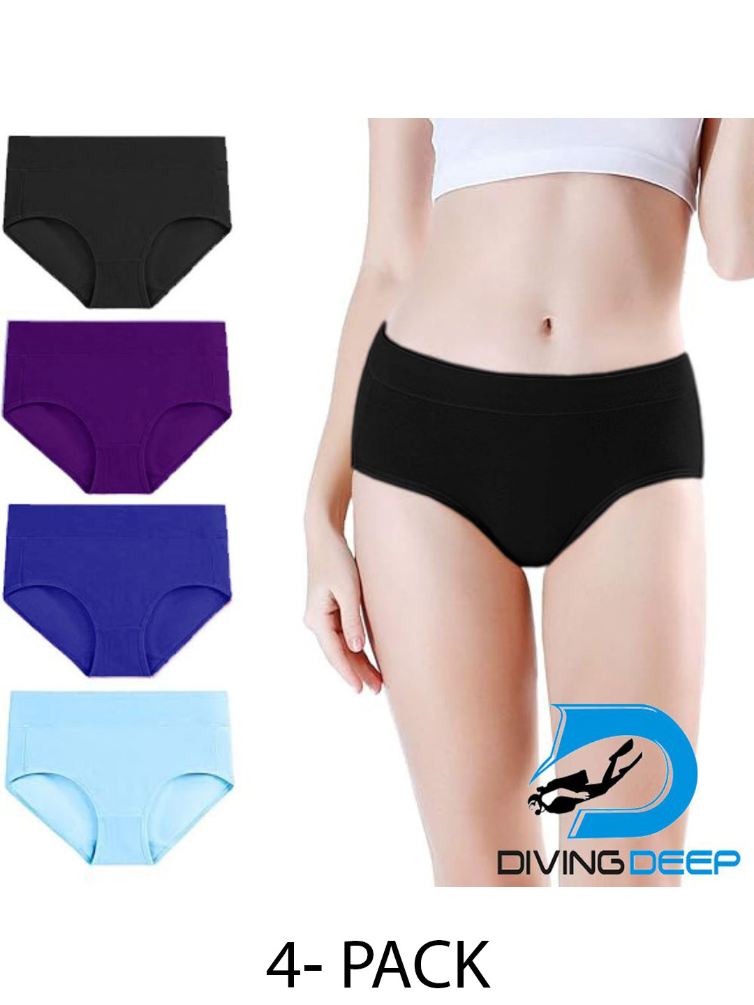 

Diving Deep Women Pack of 4 Cotton Hipster Briefs, Assorted