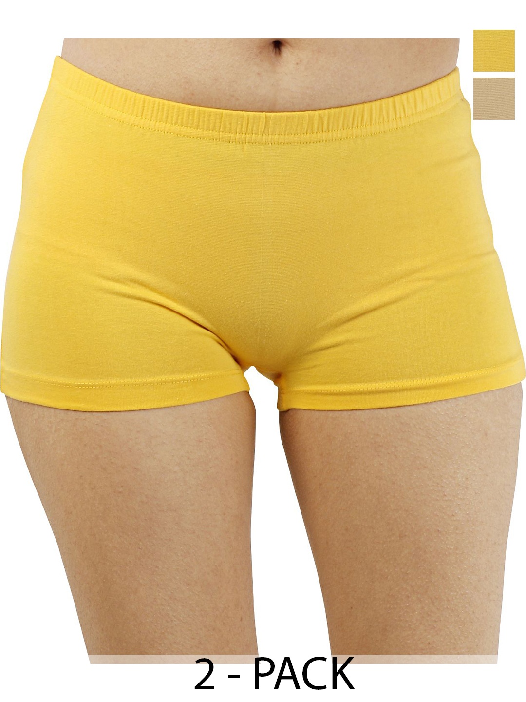 

Diving Deep Women Pack of 2 Low-Rise Boy Shorts Briefs, Yellow