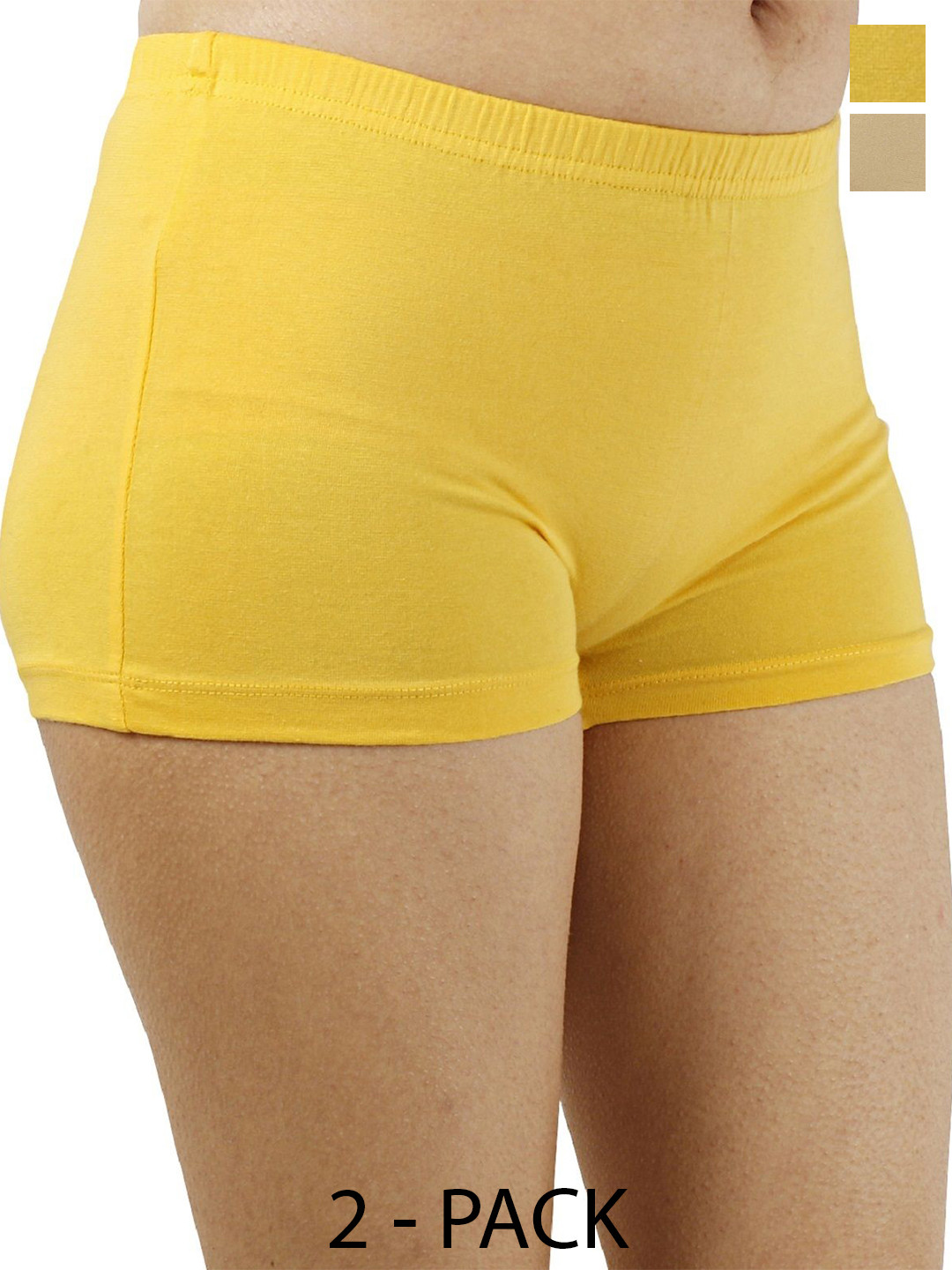 

Diving Deep Women Pack of 2 Boy High-Rise Shorts Briefs, Yellow