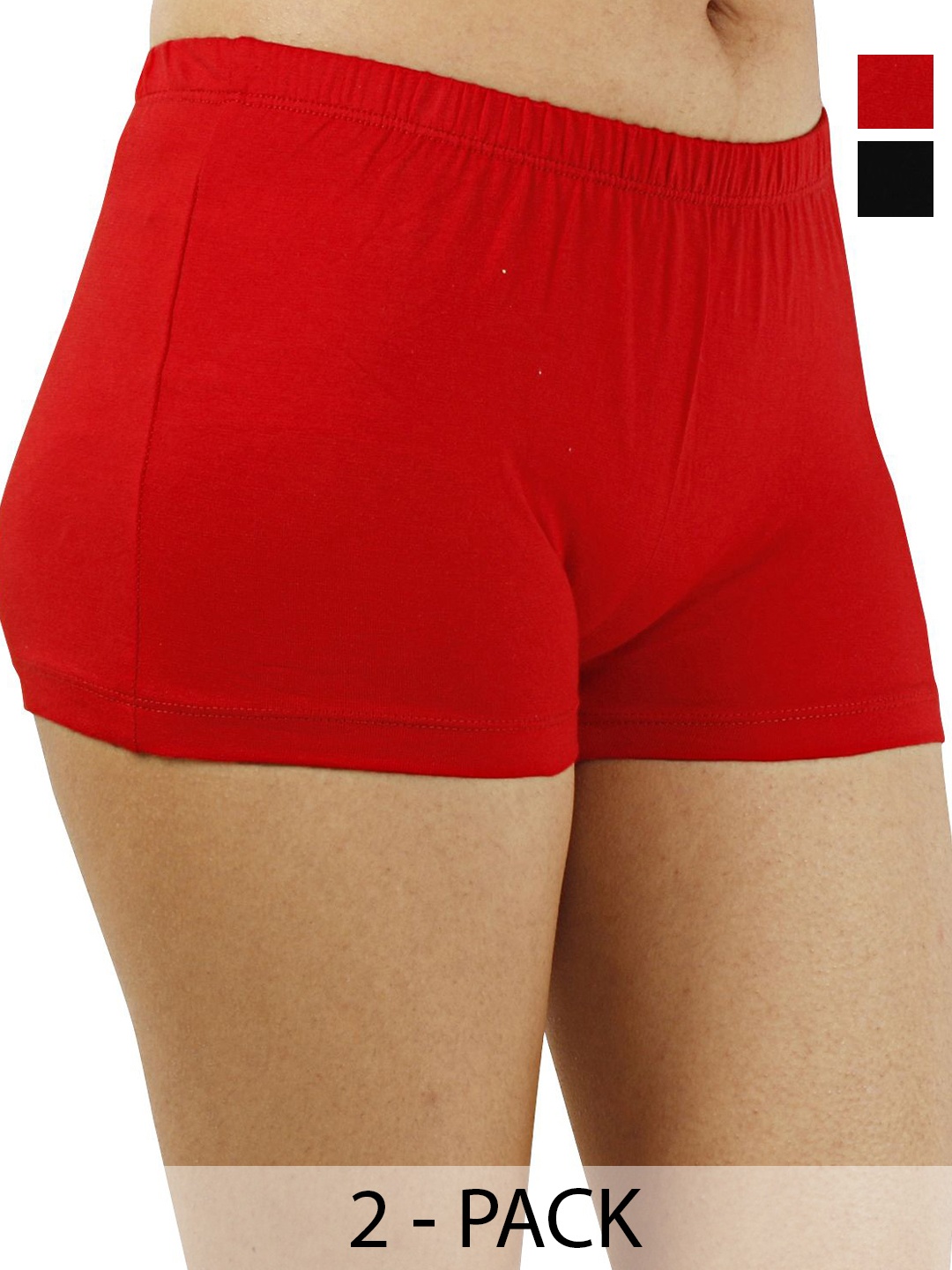 

Diving Deep Women Plus Size Pack of 2 Cotton Boy Shorts Briefs, Red