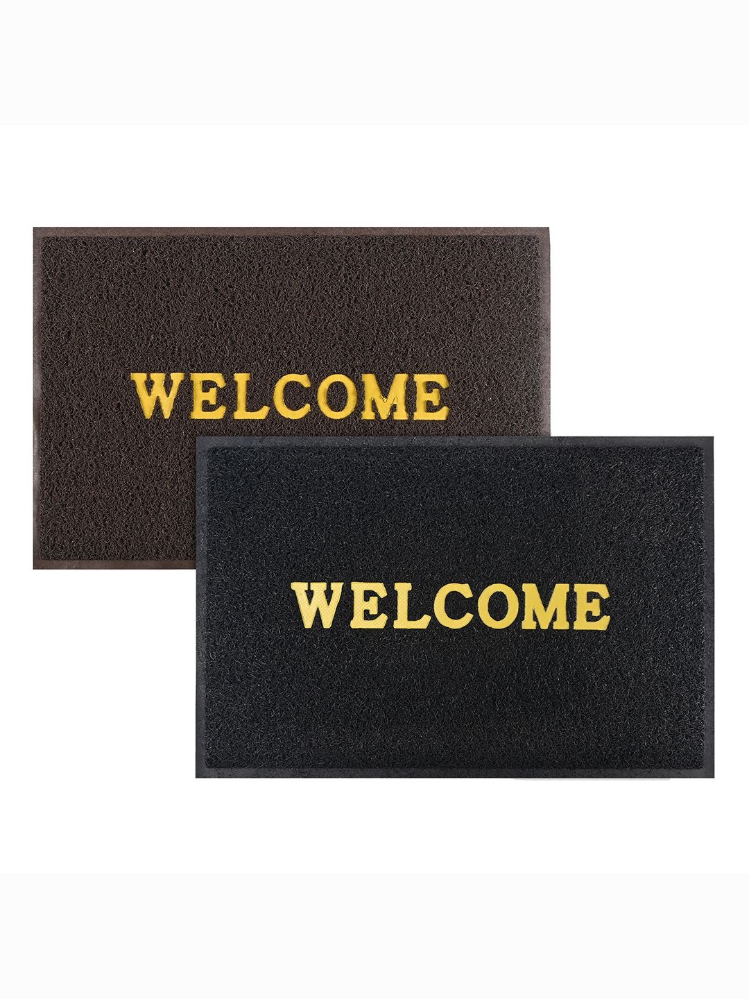 

Kuber Industries Black & Brown 2 Pieces Printed Anti-Skid Doormats