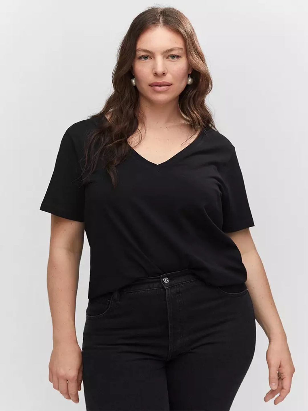 

COLOR CAPITAL Women 2 V-Neck Cut Outs T-shirt, Black