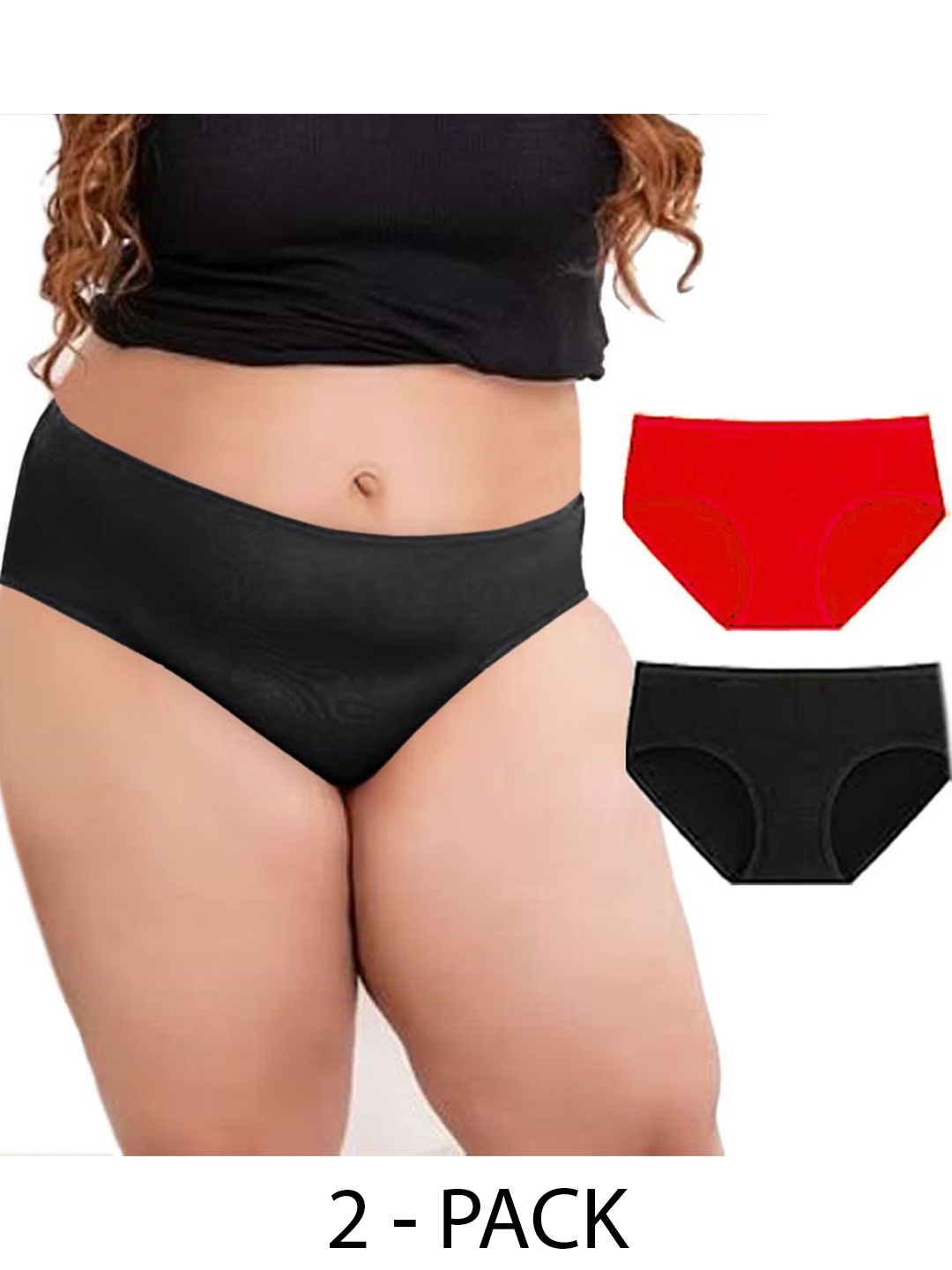 

Diving Deep Women Pack of 2 Cotton Mid-Rise Hipster Briefs, Black
