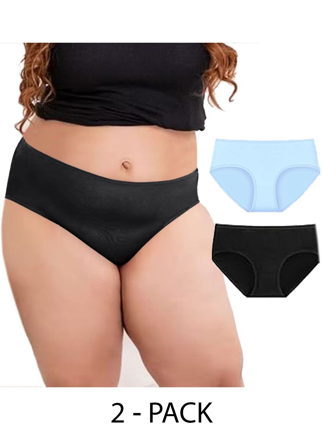 

Diving Deep Women Pack Of 2 Cotton Hipster Briefs, Black