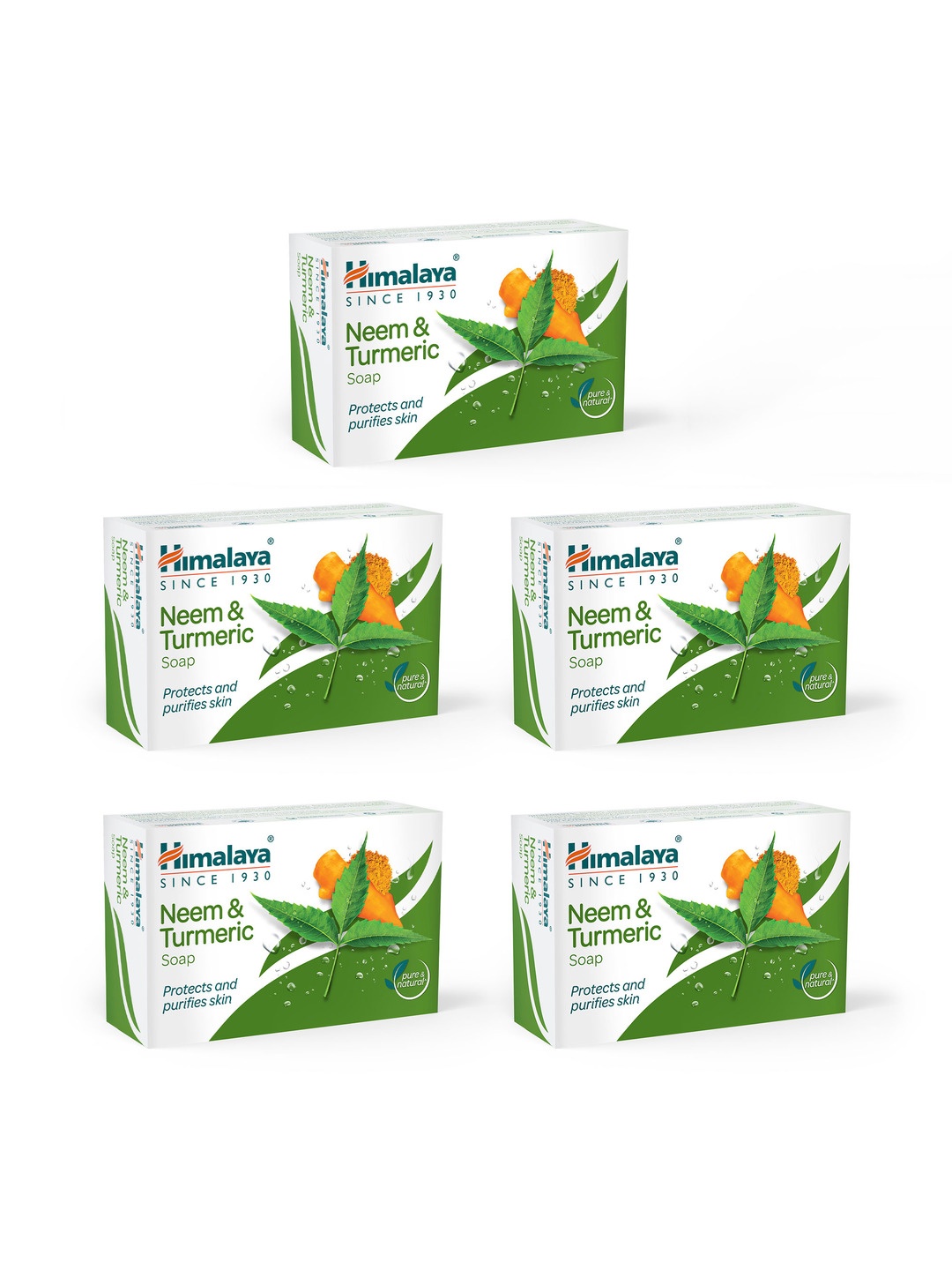 

Himalaya Set Of 5 Neem & Turmeric Soap - 125g Each, Green