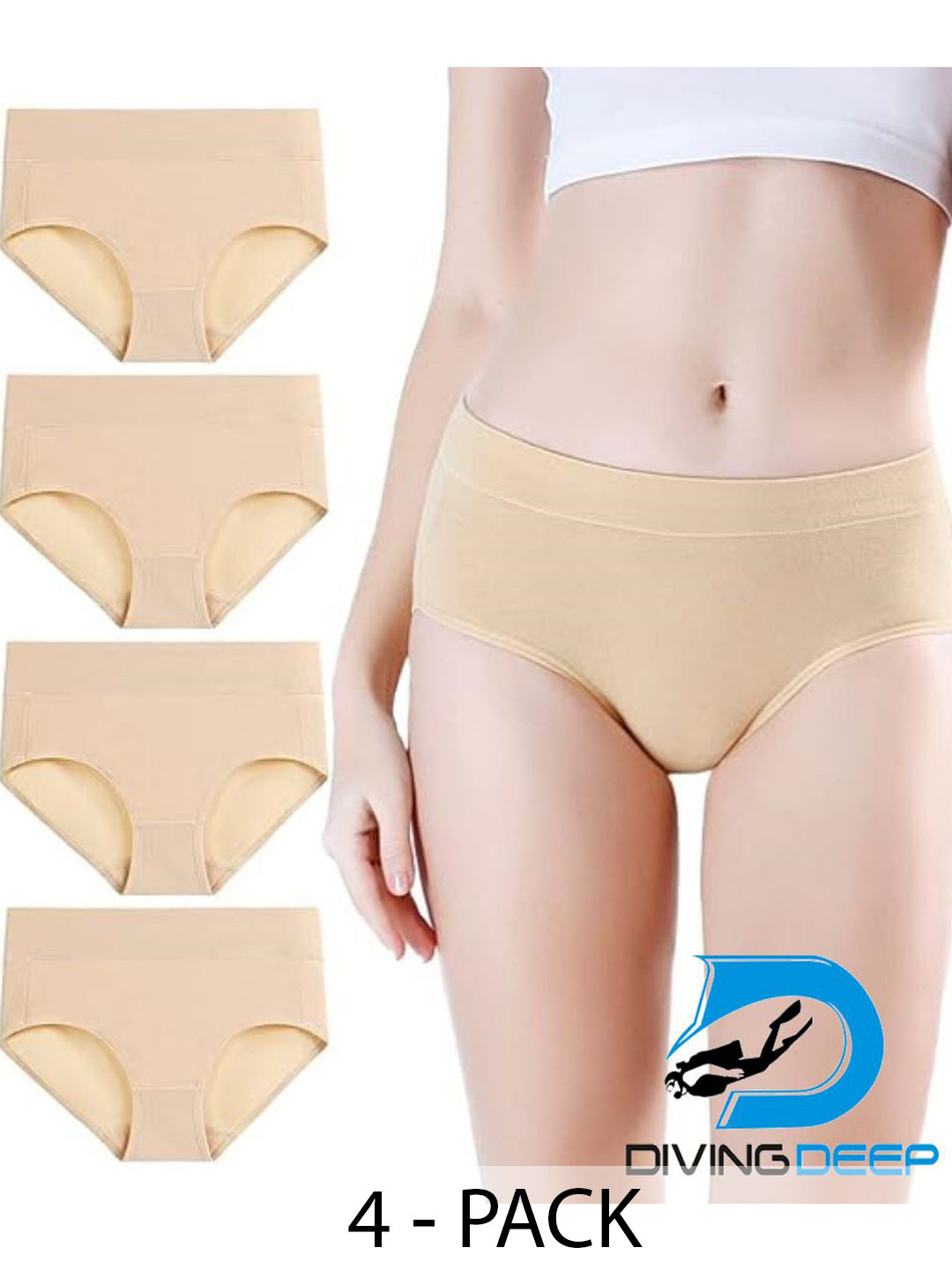 

Diving Deep Pack of 4 Hipster Briefs, Beige